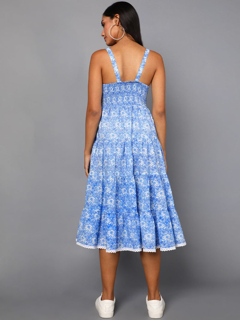 Ahika Women Blue Cotton Dress 2