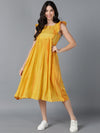 Ahika Women Mustard Cotton Printed Dresses 1