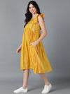 Ahika Women Mustard Cotton Printed Dresses 1