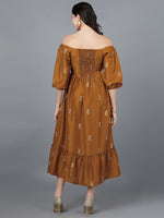 Ahika Women Mustard Poly Silk Embellished Dress
