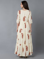Ahika Women Cream Cotton Solid Dresses