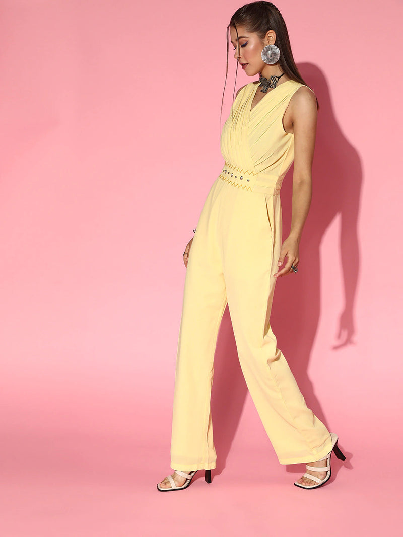 Ahika Women Bright Yellow Solid Jumpsuit