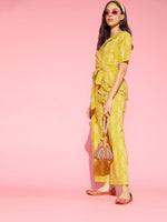Ahika Mustard Printed Basic Jumpsuit