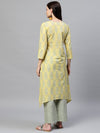 Ahika Women Yellow Color Function Wear Cotton Fabric Fancy Kurta And Palazzo Set