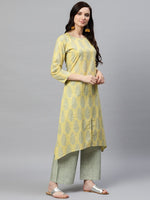 Ahika Women Yellow Color Function Wear Cotton Fabric Fancy Kurta And Palazzo Set
