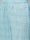 Ahika Women Cotton Turquoise Blue Ethnic Motifs Printed Straight Kurta Pant Set