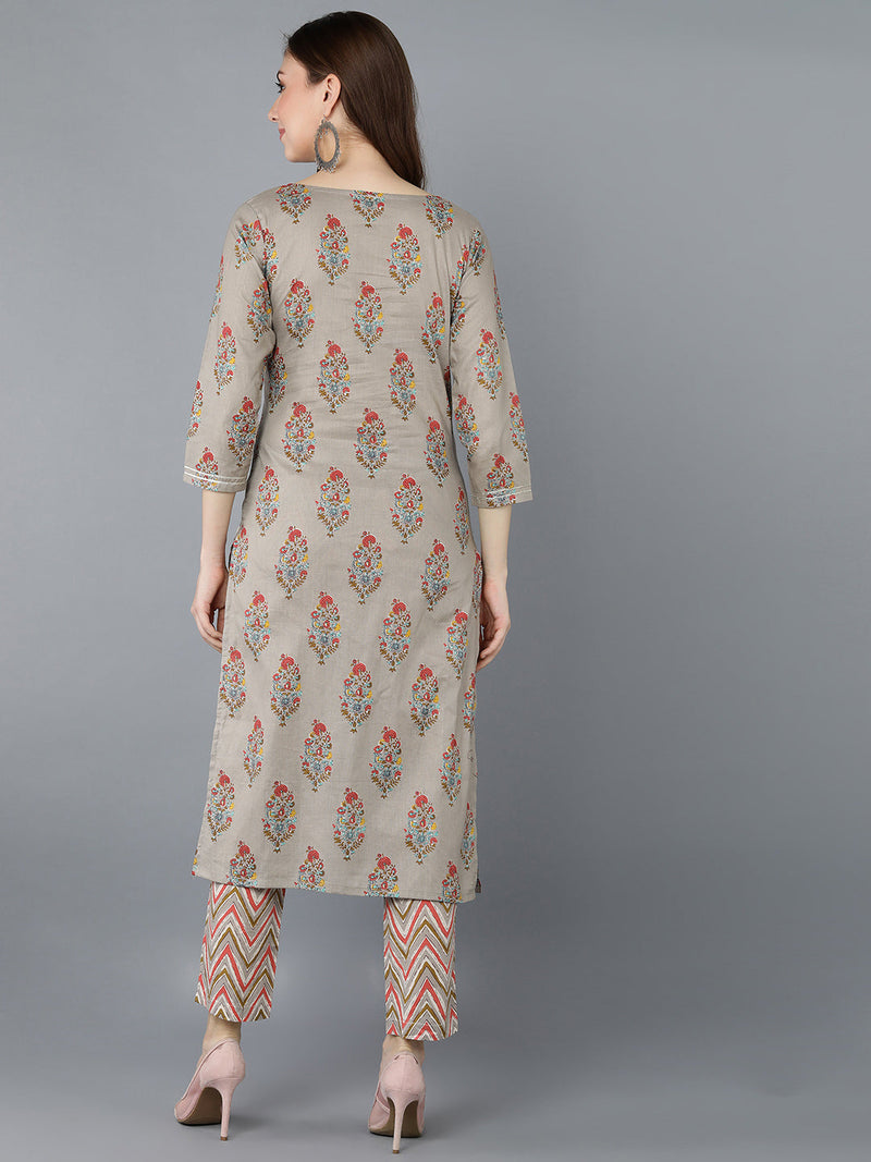 Women Multicoloured Floral Printed Kurta with Trousers  Indduscom