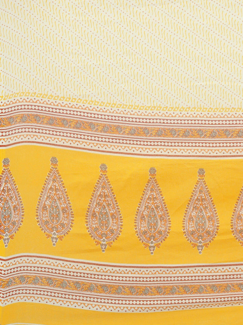 Ahika Women Yellow Orange Printed Kurta With Palazzos Dupatta
