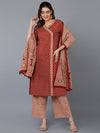 Cotton Red Ethnic Printed Kurta Pant With