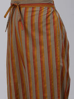 Ahika Women Olive Brown Rust Orange Printed Pure Cotton Kurta With Trousers Dupatta