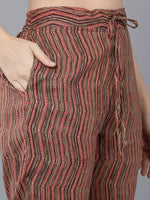 Ahika Women Maroon Pure Cotton Kurta Trousers With Dupatta Vkskd1544