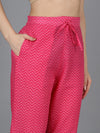 Ahika Women Pink Pure Cotton Yoke Design Abstract