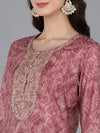 Ahika Women Silk Blend Embroidered Bandhani Printed