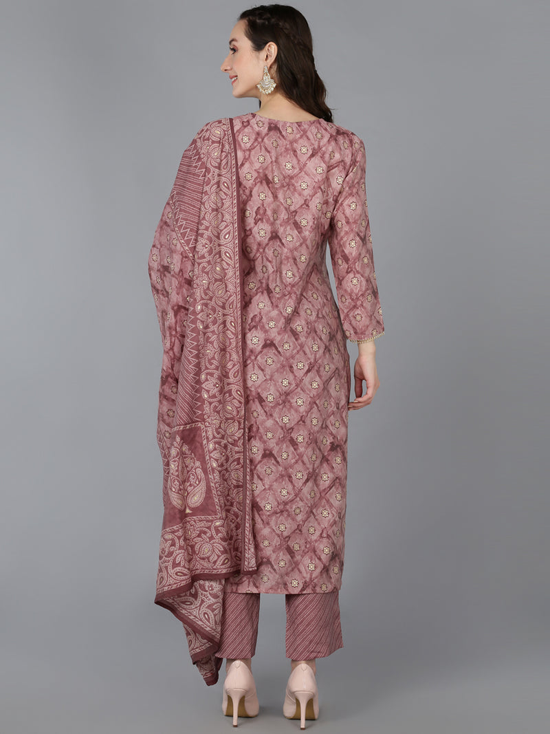 Ahika Women Silk Blend Embroidered Ombre Printed