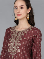 Ahika Women Silk Blend Embroidered Ikat Printed