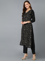 Black Silk Blend Embroidered Party wear Suit
