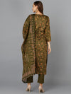 Olive Green Cotton Straight Kurta Pant With