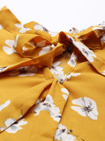 Ahika Women Polygeorgette Mustard Floral Printed Top