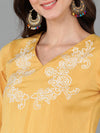 Ahika Women Yellow Viscose Rayon Embroidered