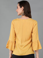 Ahika Women Yellow Viscose Rayon Embroidered