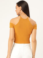 Veni Vidi Vici Mustard Cold Shoulder Crop Top