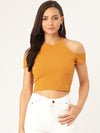 Veni Vidi Vici Mustard Cold Shoulder Crop Top