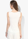 White Embellished Textured Origami Top