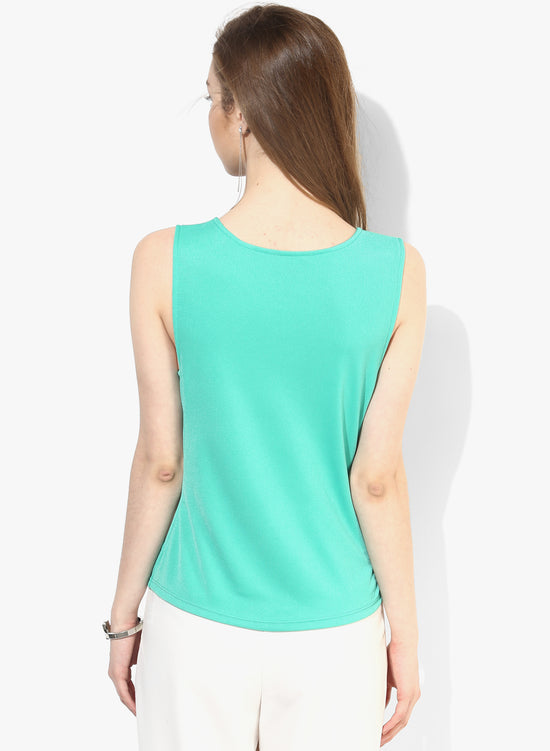 Green Embellished Textured Origami Top