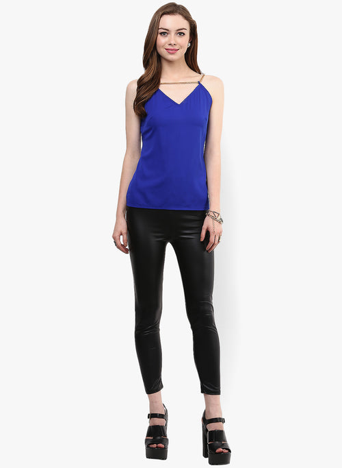 Royal Blue Chain Strap V Neck Cami Top