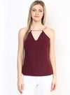 Choco Brown Chain Strap V Neck Cami Top