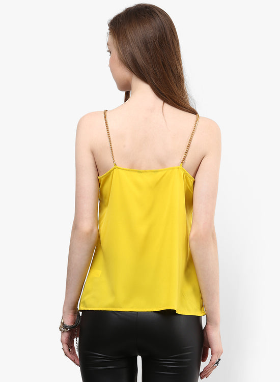 Mustard Chain Strap V Neck Cami Top