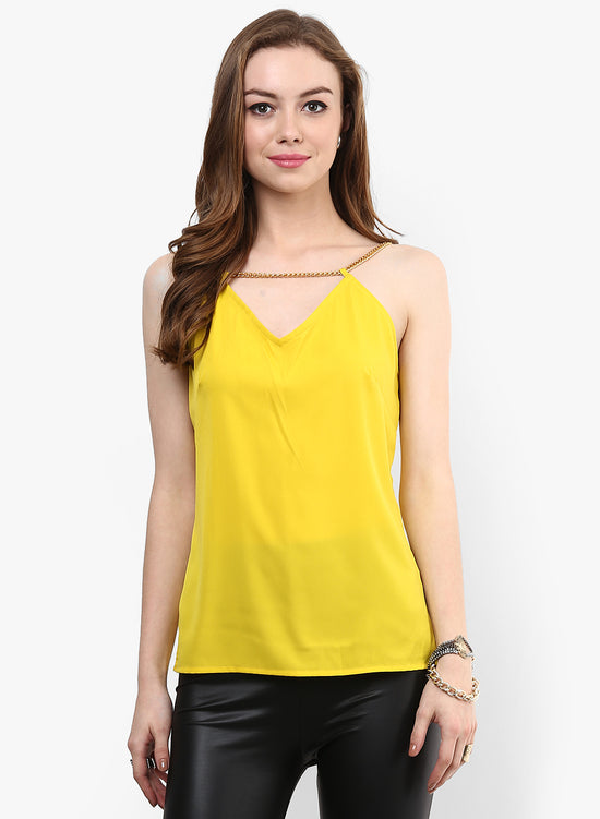 Mustard Chain Strap V Neck Cami Top