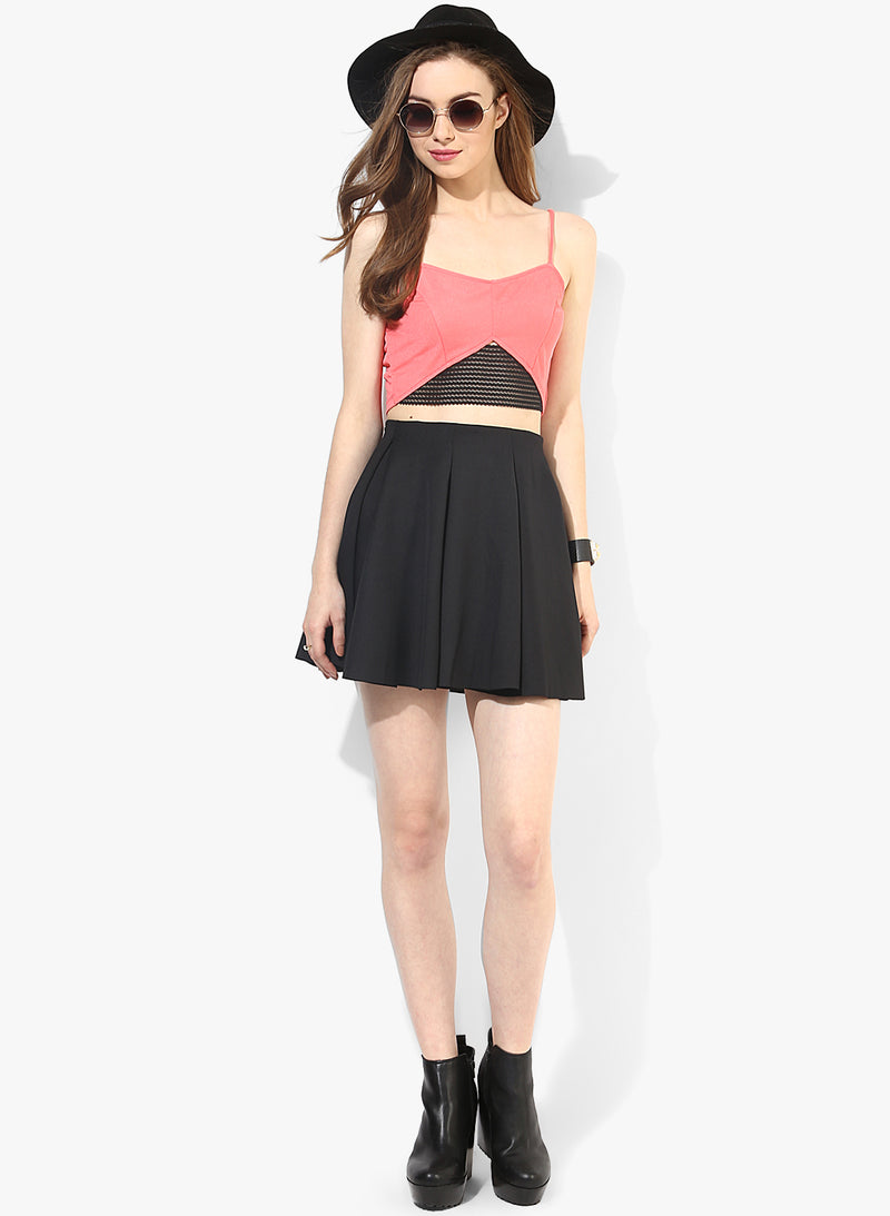 Coral Tape Detail Strappy Crop Top