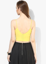 Yellow Tape Detail Strappy Crop Top