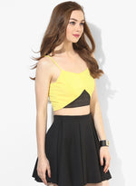 Yellow Tape Detail Strappy Crop Top