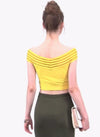 Yellow Tape Detail Bardot Crop Top