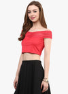 Magenta Tape Detail Bardot Crop Top