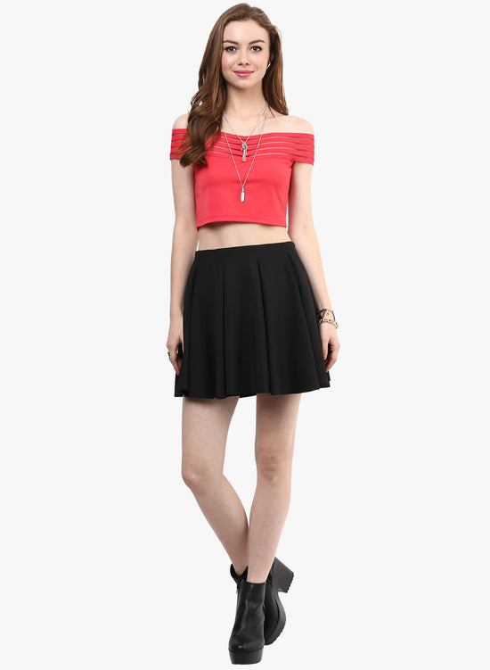 Magenta Tape Detail Bardot Crop Top