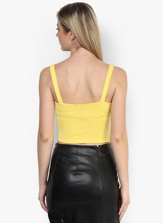 Yellow Metal Ring Detail Crop Top