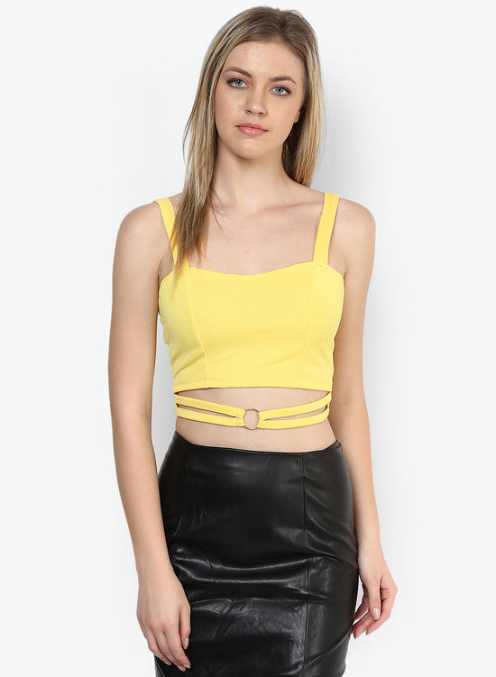 Yellow Metal Ring Detail Crop Top