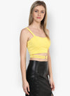 Yellow Metal Ring Detail Crop Top