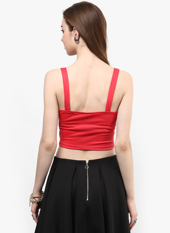 Magenta Metal Ring Detail Crop Top