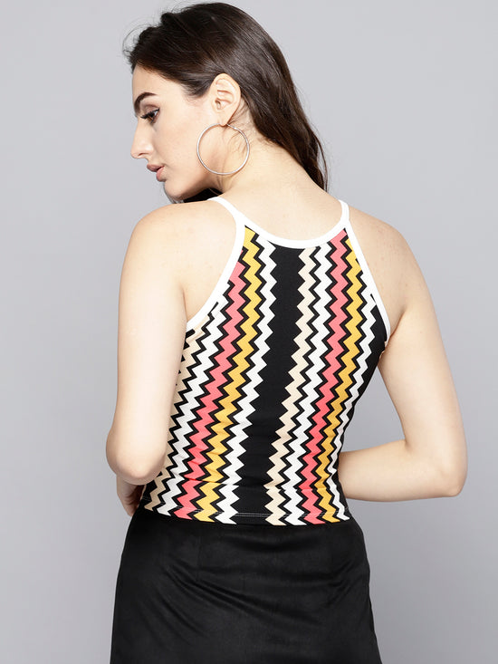 Black Zig Zag Crop Top