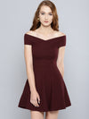 Maroon Bandage Bardot Skater Dress