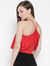 Red Halter Frilled Top