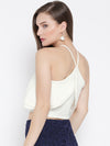 White Halter Frilled Top