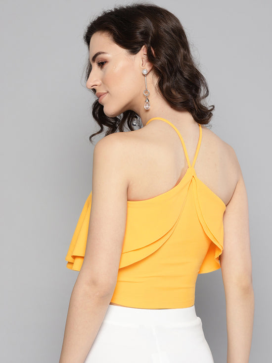 Yellow Halter Frilled Top