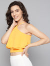 Yellow Halter Frilled Top