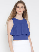 Blue Ruffle Tank Top