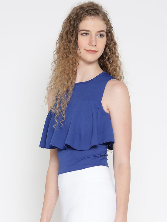 Blue Ruffle Tank Top